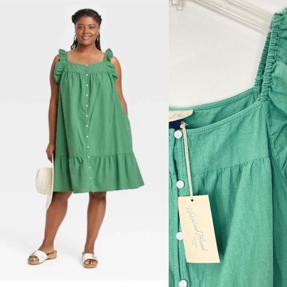 Universal Thread Dresses & Skirts - Universal Thread Women's Dress 2X Green Flutter Sleeveless Mini Ruffle Plus New